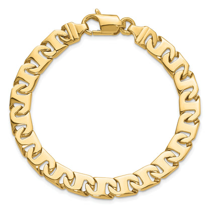 Solid 14K Yellow Gold 24 inch 8.4mm Hand Polished Fancy Link with Fancy Lobster Clasp Chain Necklace