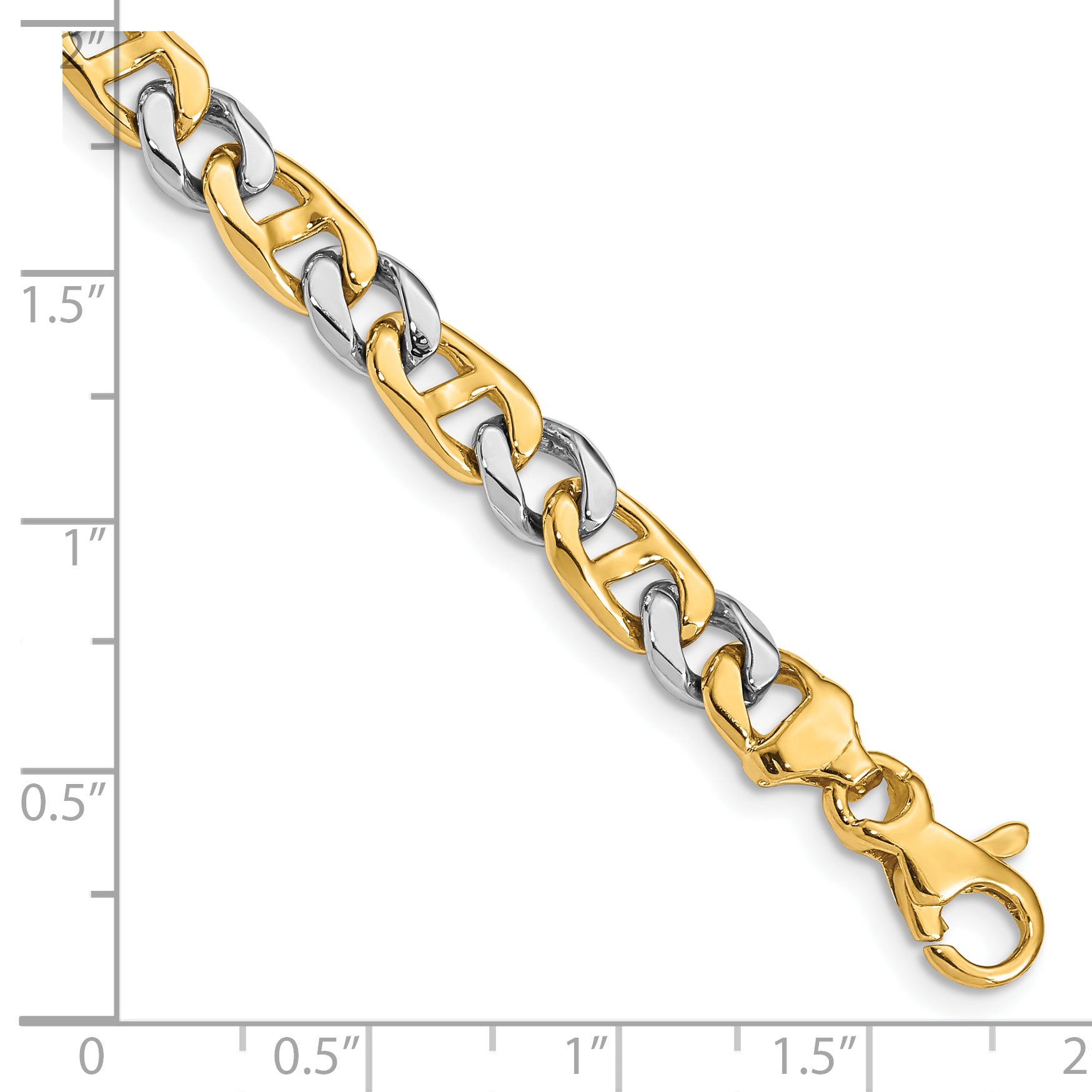 Solid 14K Two-tone Gold 22 inch 5.6mm Hand Polished Fancy Link with Fancy Lobster Clasp Chain Necklace