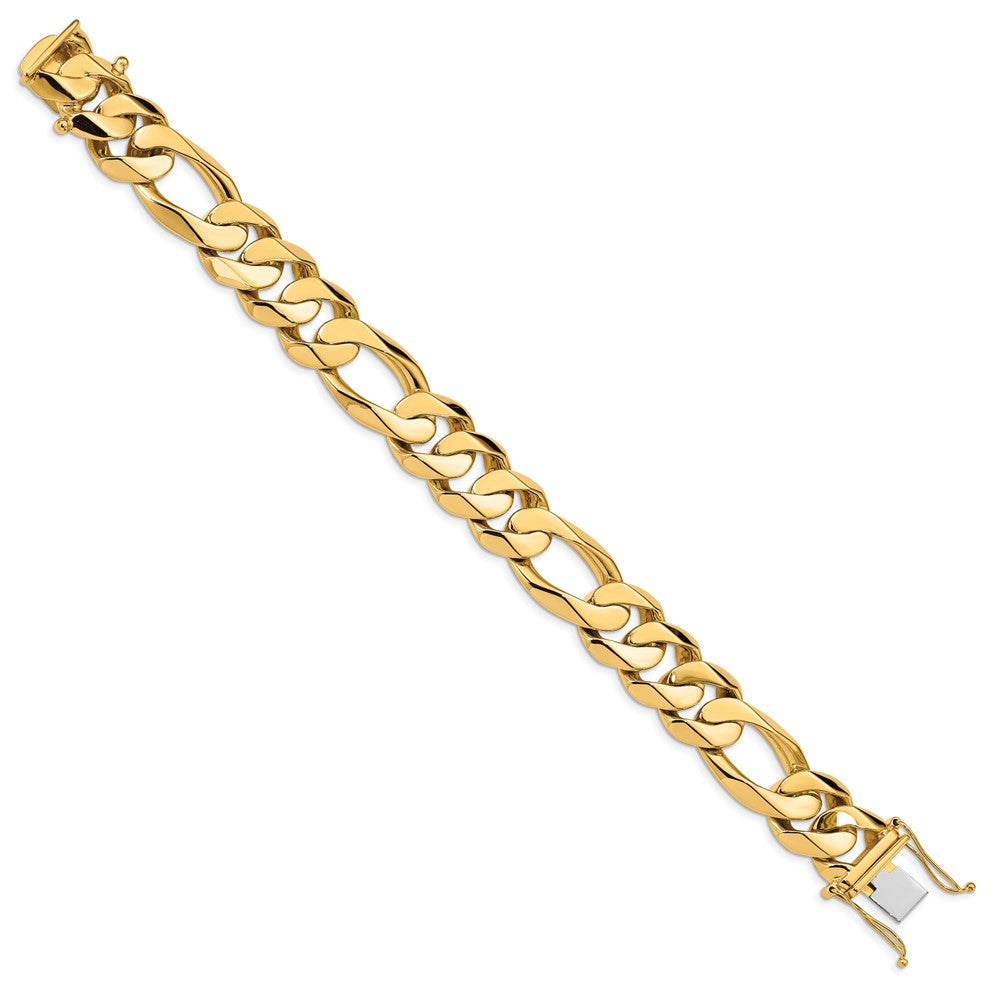 14k Yellow Gold 15.7mm Hand Polished Fancy Heavy Figaro Link Chain Bracelet