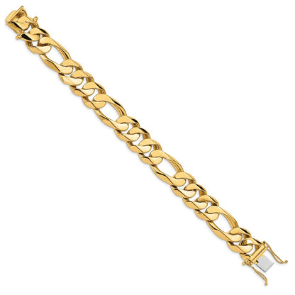 14k Yellow Gold 15.7mm Hand Polished Fancy Heavy Figaro Link Chain Bracelet