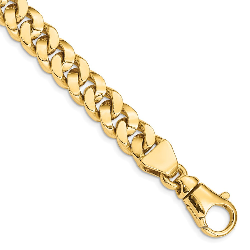 14k Yellow Gold 10mm Hand Polished Fancy Link Chain Bracelet