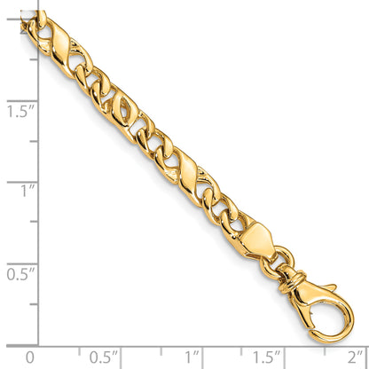 Solid 14K Yellow Gold 8 inch 4.8mm Hand Polished Fancy Link with Fancy Lobster Clasp Bracelet