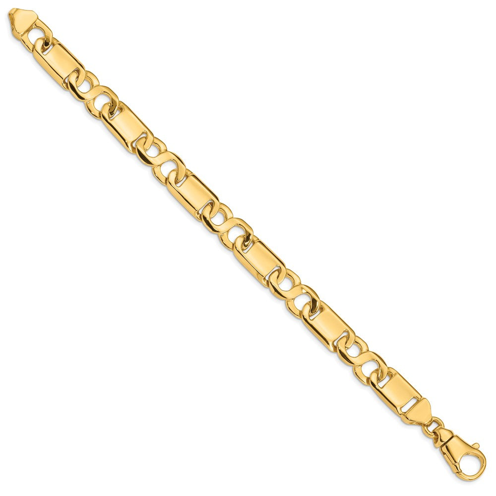 14k Yellow Gold 10.4mm Hand-polished Fancy Link Chain Bracelet