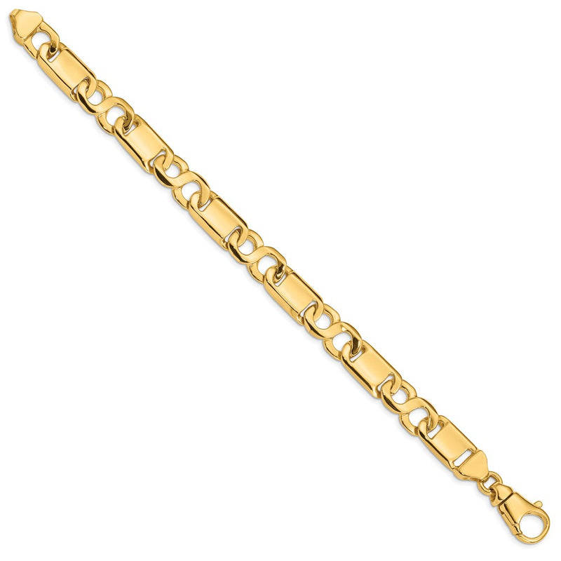 14k Yellow Gold 10.4mm Hand-polished Fancy Link Chain Bracelet