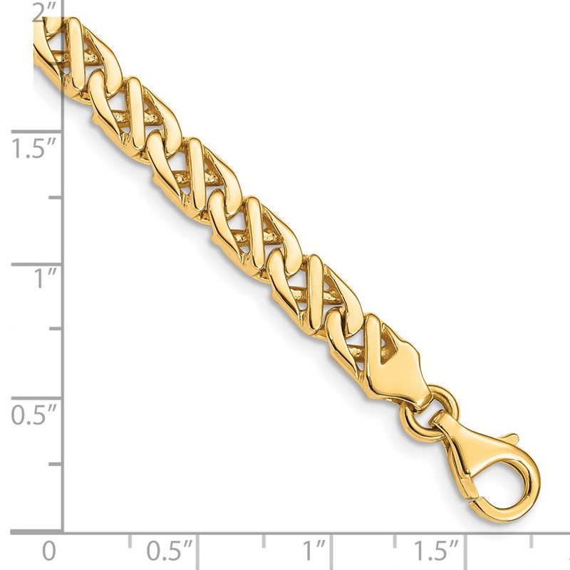 Solid 14K Yellow Gold 9 inch 6.1mm Hand Polished Fancy Link with Fancy Lobster Clasp Bracelet