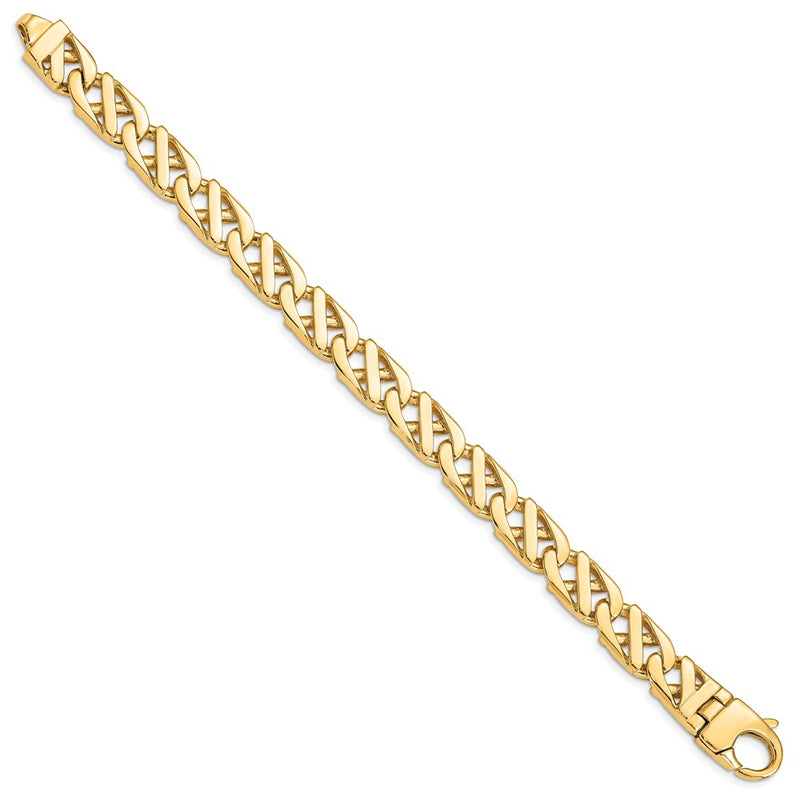 14K Yellow Gold 10.2mm Hand-polished Fancy Link Chain Bracelet