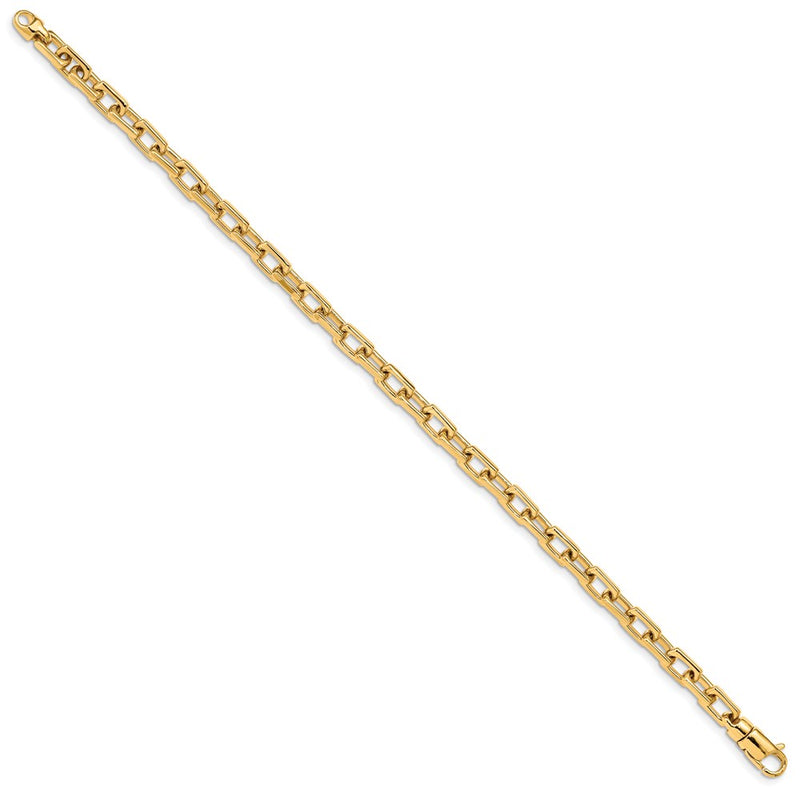 Solid 14K Yellow Gold 8 inch 5mm Hand Polished Fancy Link with Lobster Clasp Bracelet