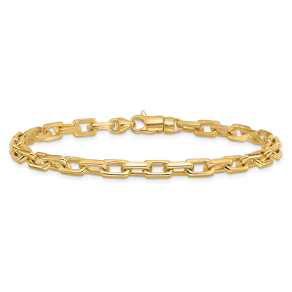 Solid 14K Yellow Gold 24 inch 5mm Hand Polished Fancy Link with Lobster Clasp Chain Necklace