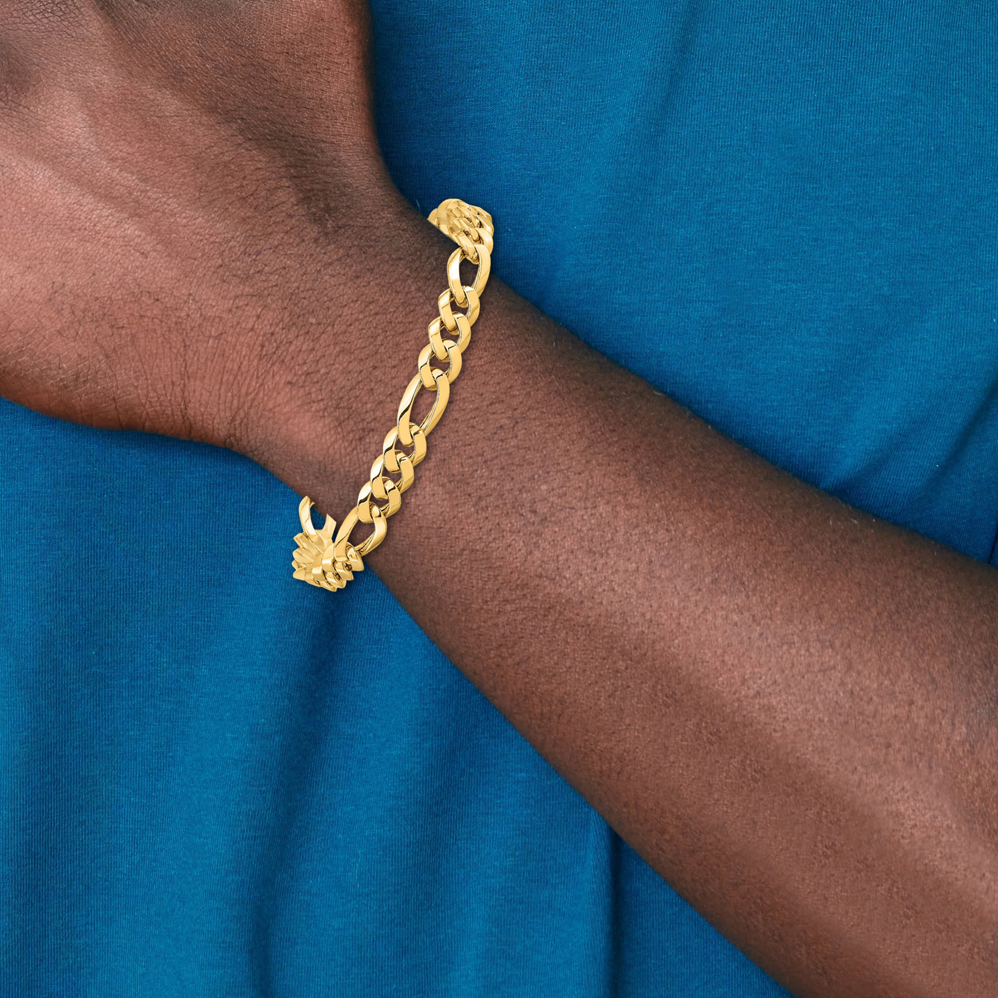 Solid 14K Yellow Gold 24 inch 5mm Hand Polished Fancy Link with Lobster Clasp Chain Necklace