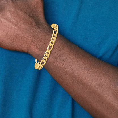 Solid 14K Yellow Gold 24 inch 5mm Hand Polished Fancy Link with Lobster Clasp Chain Necklace