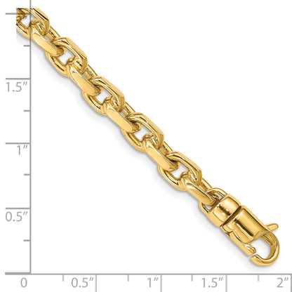 Solid 14K Yellow Gold 9 inch 5.9mm Hand Polished Fancy Link with Lobster Clasp Chain Bracelet