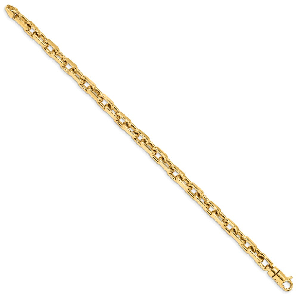 14k Yellow Gold 7mm Hand-polished Fancy Link Chain Bracelet