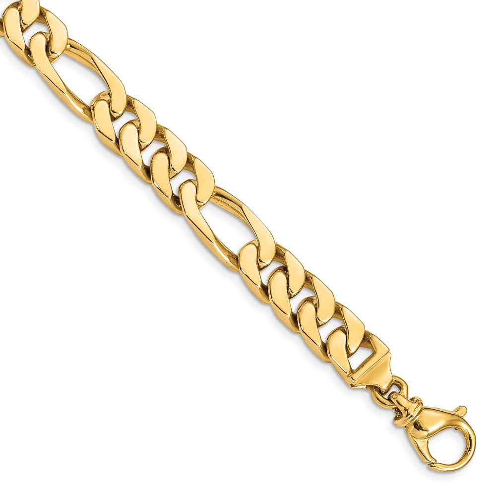 14k Yellow Gold 9.2mm Hand Polished Fancy Link Chain Bracelet