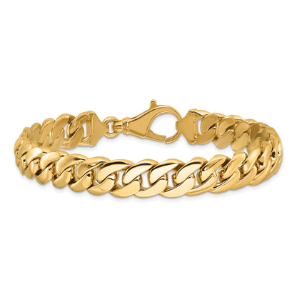 Solid 14K Two-tone Gold 9 inch 10.75mm Hand Polished Fancy Link with Fancy Lobster Clasp Bracelet