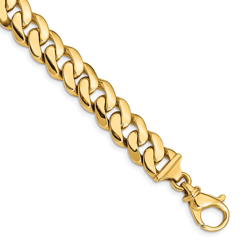 14k Yellow Gold 10.75mm Hand Polished Fancy Link Chain Bracelet