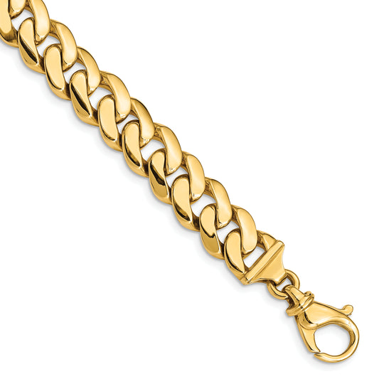 Solid 14K Two-tone Gold 9 inch 10.75mm Hand Polished Fancy Link with Fancy Lobster Clasp Bracelet