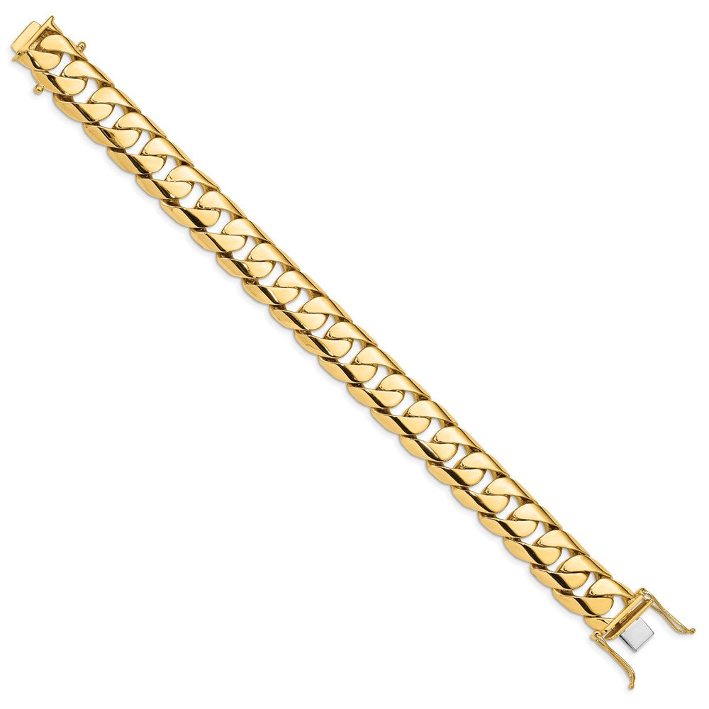 14k Yellow Gold 15.4mm Hand-polished Rounded Curb Link Chain Bracelet