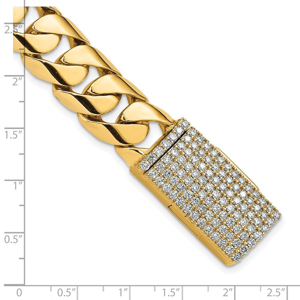 14k Yellow Gold 15.4mm Hand-polished Rounded Curb Link Diamond Clasp Chain Anklet