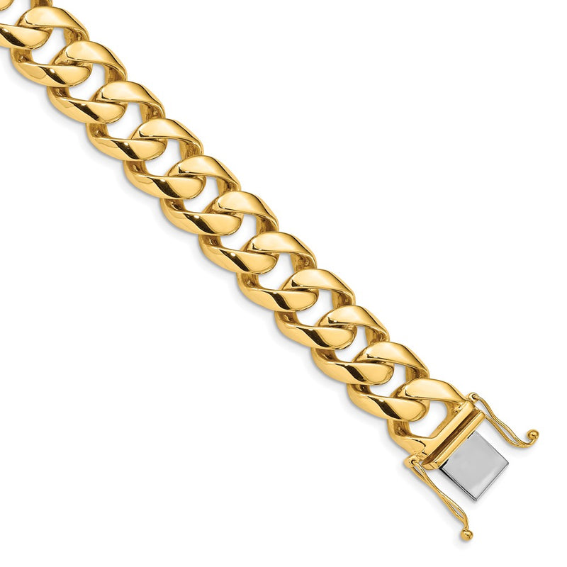 14k Yellow Gold 16.15mm Hand Polished Fancy Link Chain Bracelet