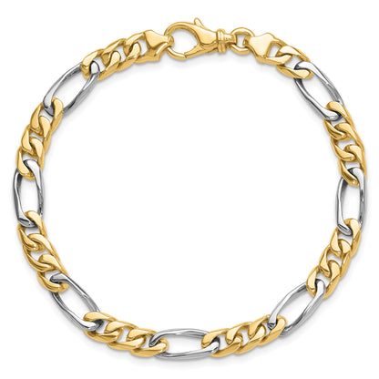 Solid 14K Two-tone Gold 20 inch 6.1mm Hand Polished Fancy Link with Fancy Lobster Clasp Chain Necklace