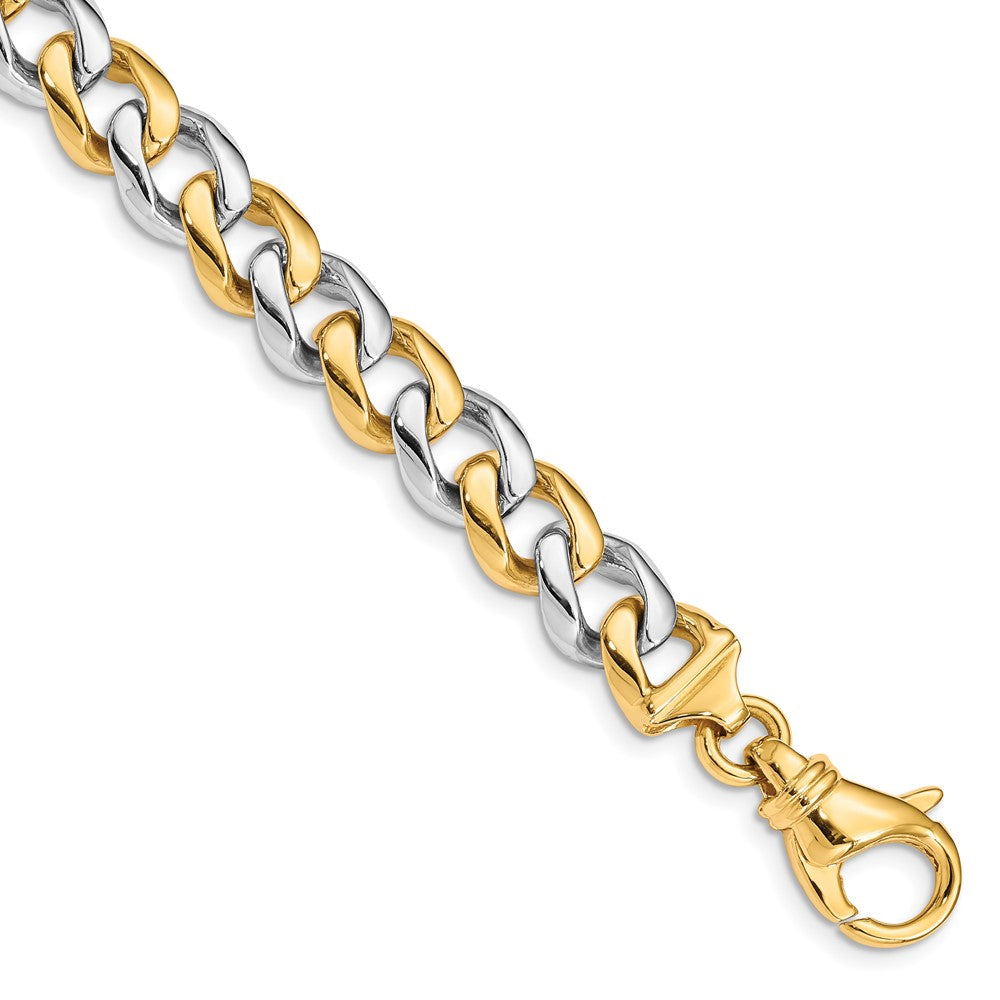 14k Two-tone 9.3mm Hand-polished Fancy Link Chain Bracelet