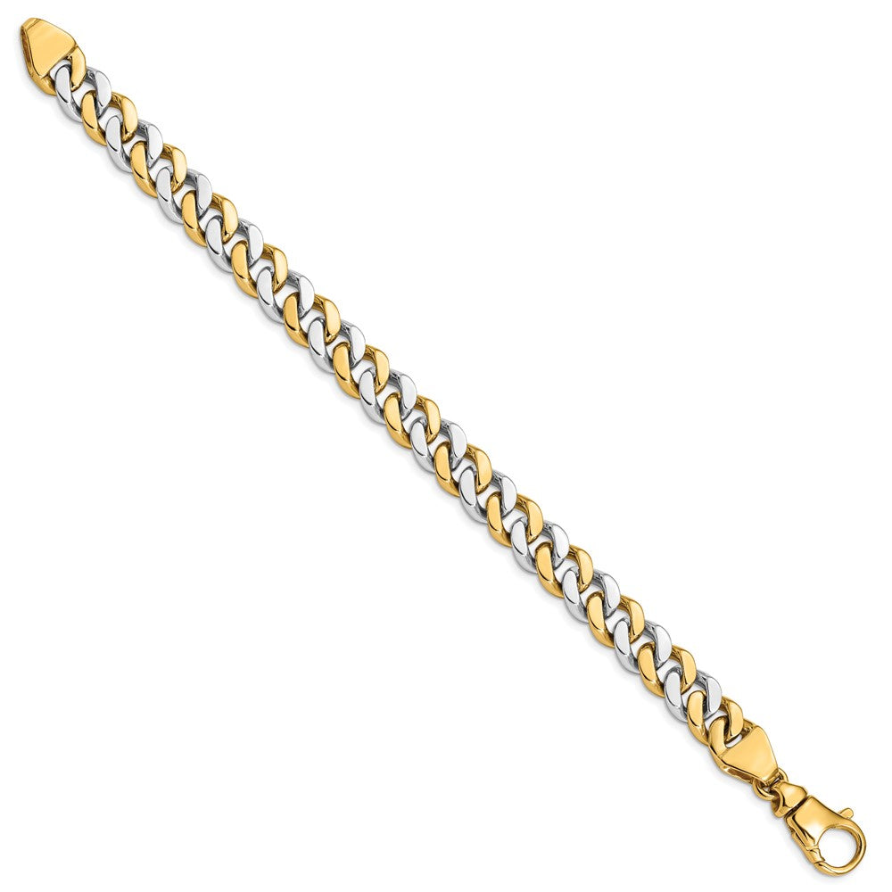 14k Two-tone 10mm Hand Polished Fancy Link Chain Bracelet