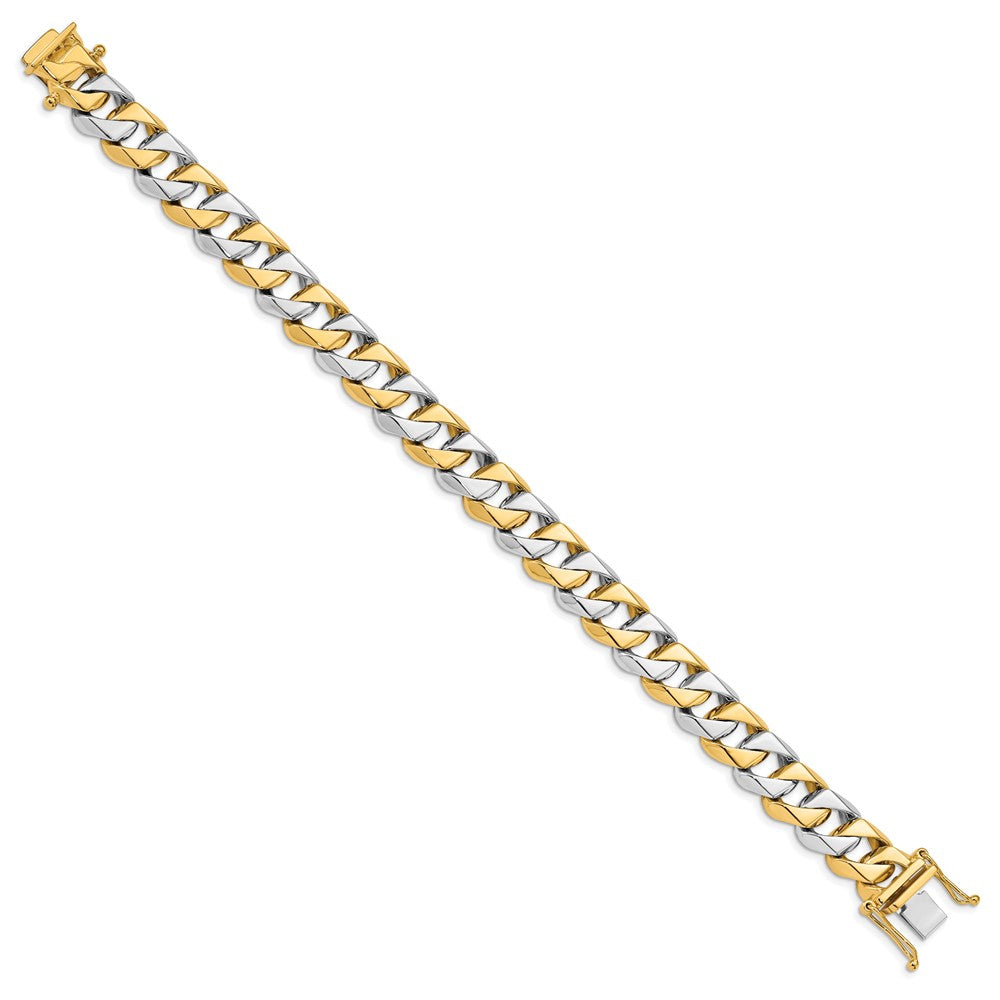 14K Two-tone 11.2mm Hand-polished Fancy Link Chain Bracelet