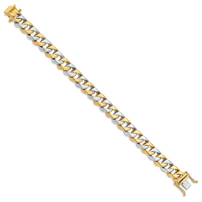 14K Two-tone 11.2mm Hand-polished Fancy Link Chain Bracelet