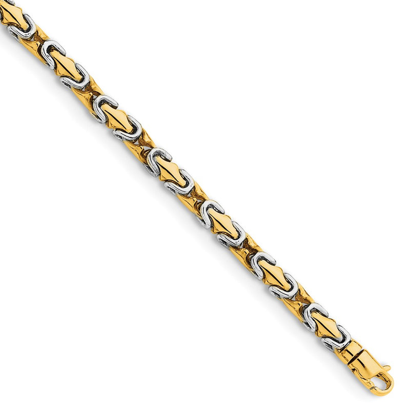 14k Two-tone 4.2mm Hand-polished Fancy Link Chain Necklace
