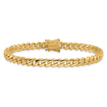 Solid 14K Yellow Gold 24 inch 5.7mm Hand Polished Miami Cuban Link with Box Catch Clasp Chain Necklace