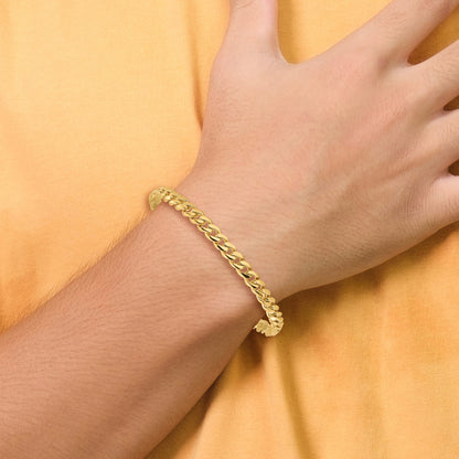 Solid 14K Yellow Gold 24 inch 5.7mm Hand Polished Miami Cuban Link with Box Catch Clasp Chain Necklace