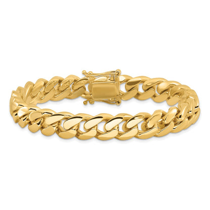 14k Yellow Gold 10.7mm Hand-polished Miami Cuban Chain Necklace