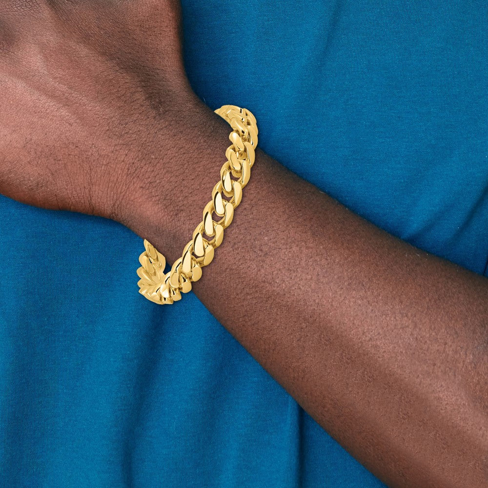 14k Yellow Gold 10.7mm Hand-polished Miami Cuban Chain Necklace