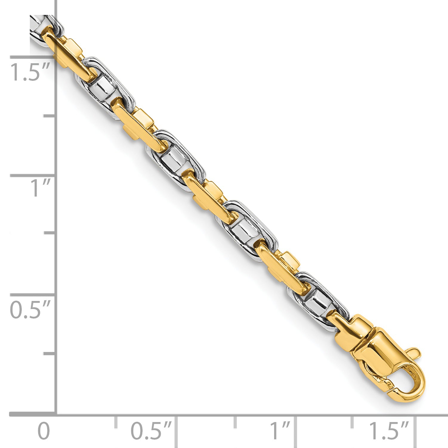Solid 14K Two-tone Gold 8.25 inch 3.5mm Fancy Link with Lobster Clasp Bracelet