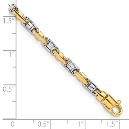 Solid 14K Two-tone Gold 8.25 inch 3.5mm Fancy Link with Lobster Clasp Bracelet