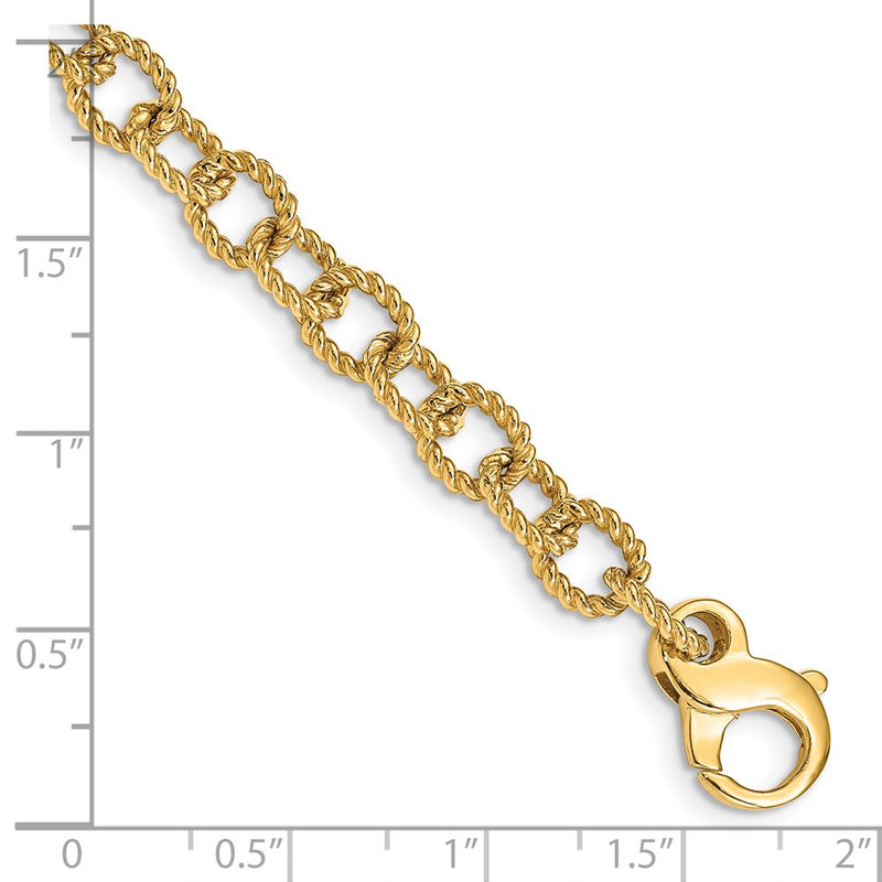 Solid 14K Yellow Gold 20 inch 6.5mm Hand Polished Fancy Rope Link with Fancy Lobster Clasp Chain Necklace