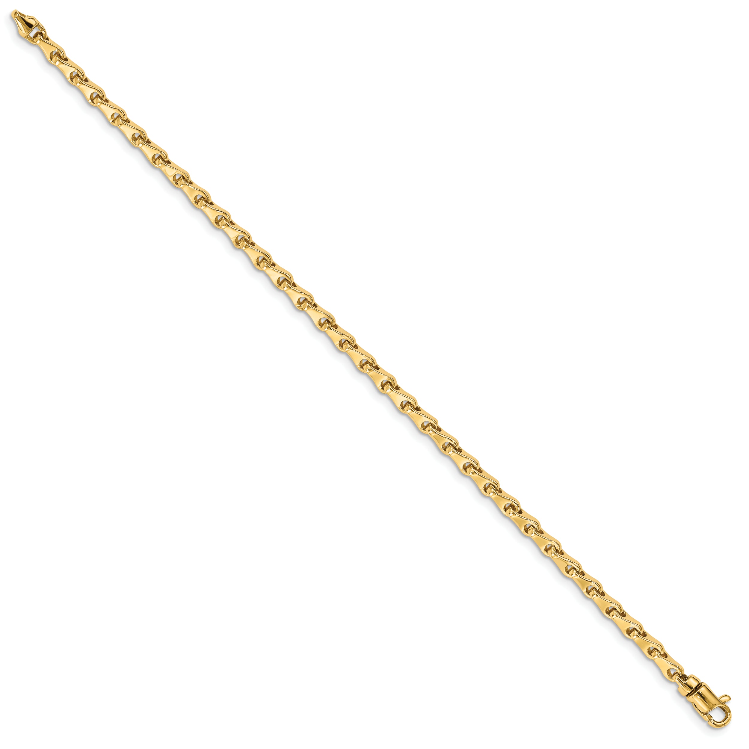 Solid 14K Yellow Gold 7 inch 3.4mm Hand Polished Fancy Link with Lobster Clasp Bracelet