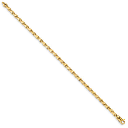 Solid 14K Yellow Gold 7 inch 3.4mm Hand Polished Fancy Link with Lobster Clasp Bracelet