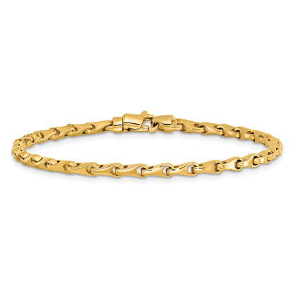 Solid 14K Yellow Gold 7 inch 3.4mm Hand Polished Fancy Link with Lobster Clasp Bracelet