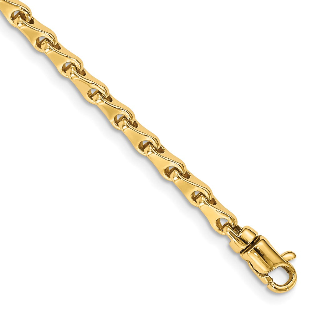 Solid 14K Yellow Gold 8.25 inch 3.4mm Hand Polished Fancy Link with Lobster Clasp Bracelet