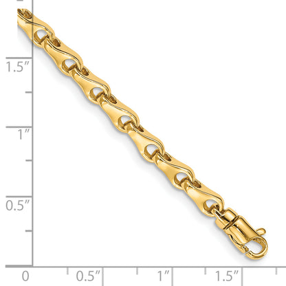 Solid 14K Yellow Gold 8.25 inch 3.9mm Hand Polished Fancy Link with Lobster Clasp Bracelet
