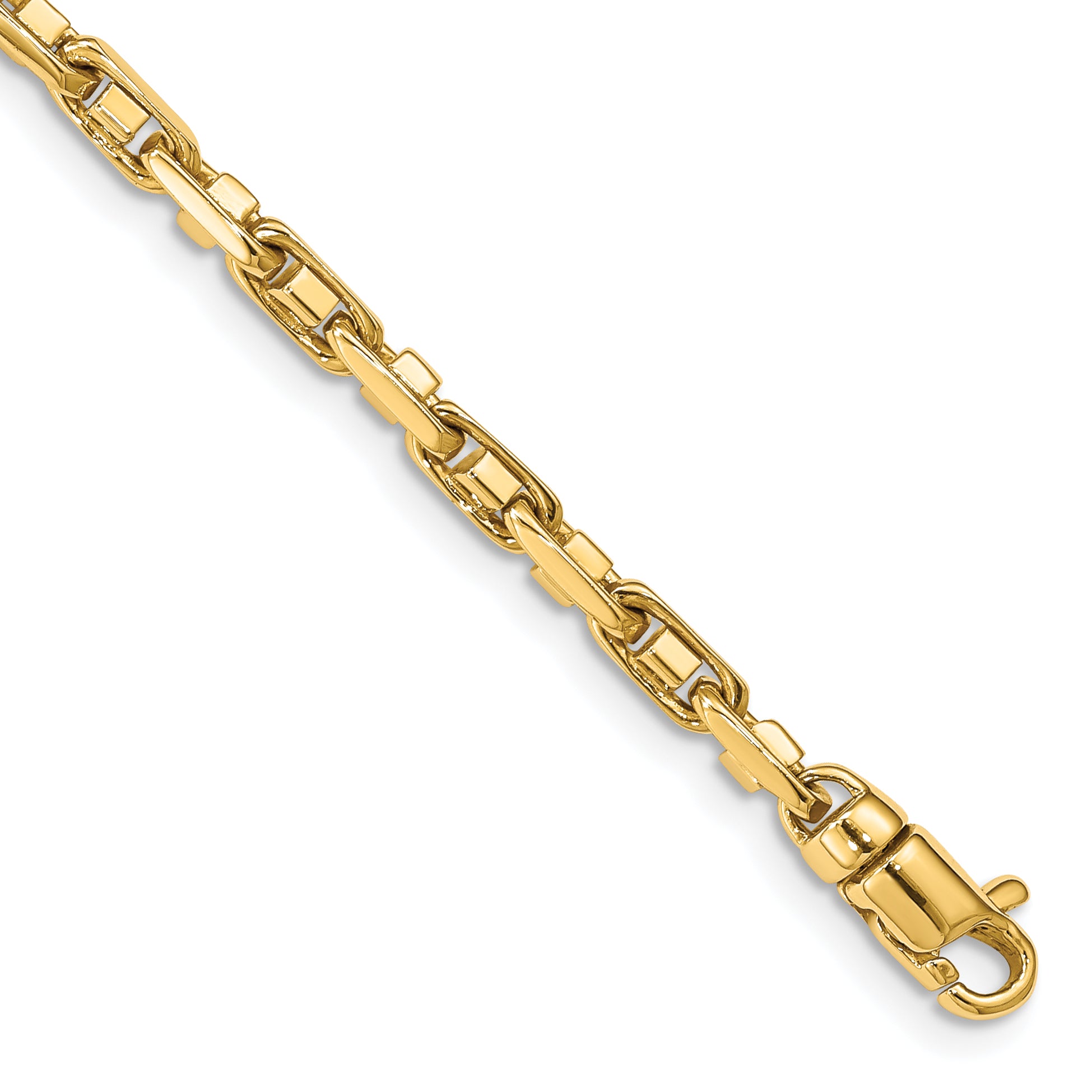 Solid 14K Yellow Gold 24 inch 3.8mm Polished Fancy Link with Lobster Clasp Chain Necklace