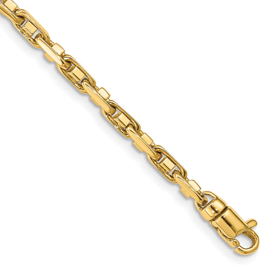 Solid 14K Yellow Gold 24 inch 3.8mm Polished Fancy Link with Lobster Clasp Chain Necklace