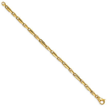 Solid 14K Yellow Gold 8.5 inch 5mm Hand Polished Fancy Link with Fancy Lobster Clasp Bracelet