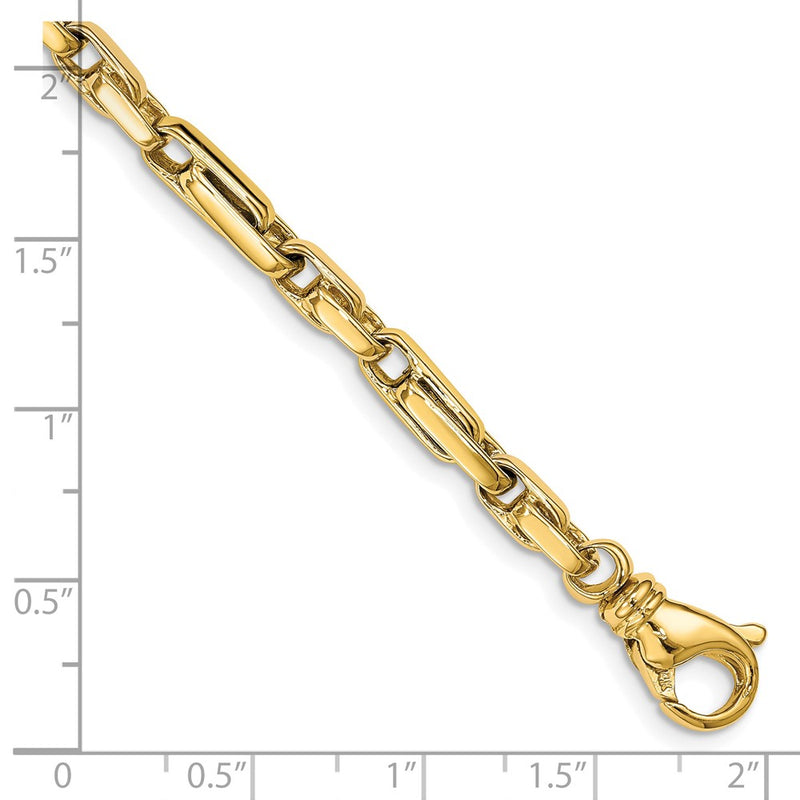 Solid 14K Yellow Gold 9 inch 5mm Hand Polished Fancy Link with Fancy Lobster Clasp Chain Bracelet