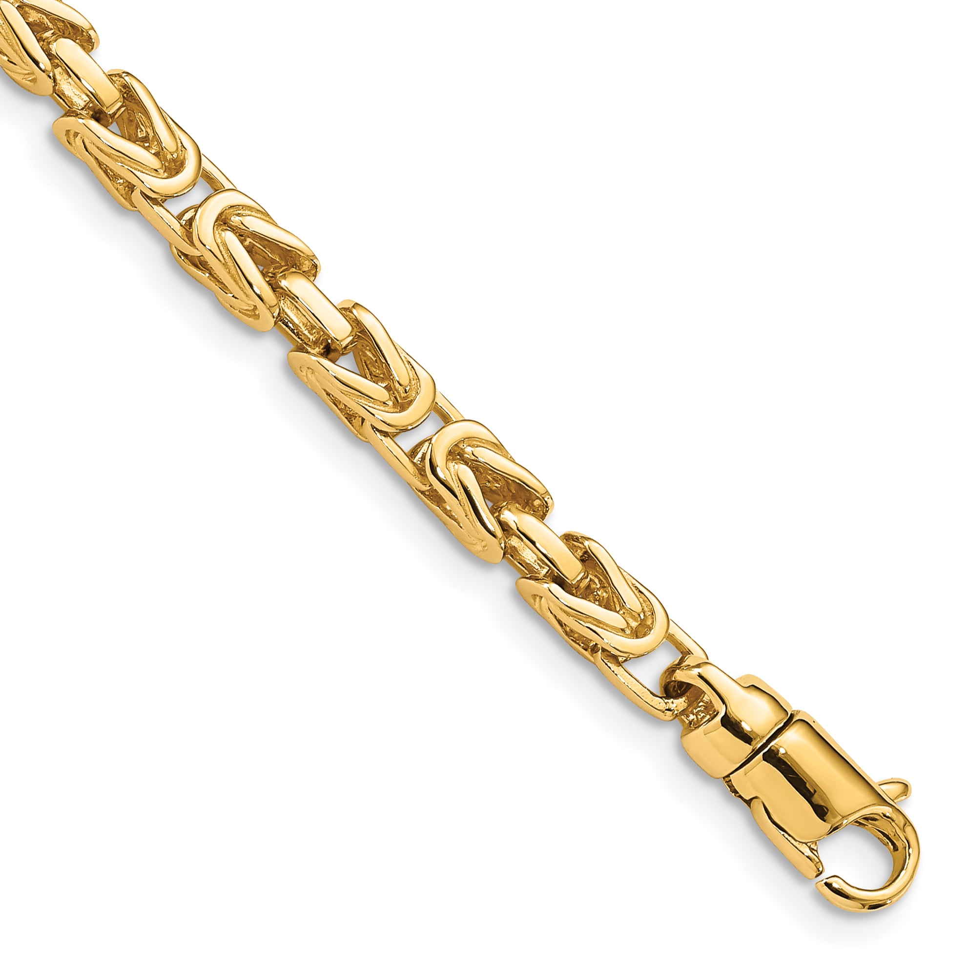Solid 14K Yellow Gold 22 inch 4.1mm Hand Polished Byzantine Link with Lobster Clasp Chain Necklace