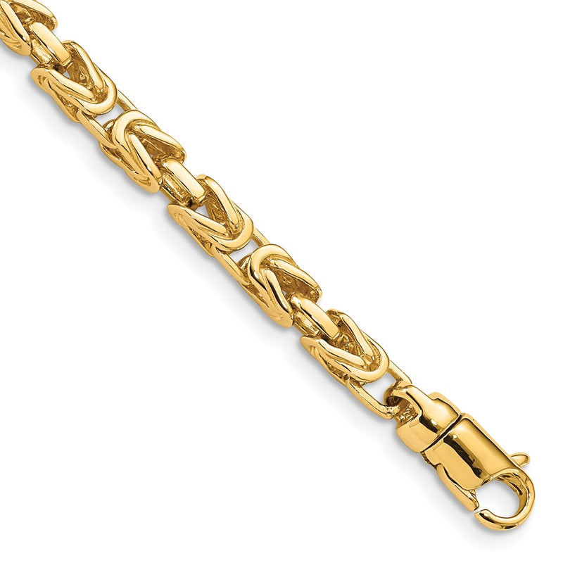14k Yellow Gold 4.1mm Hand-polished Byzantine Link Chain Necklace
