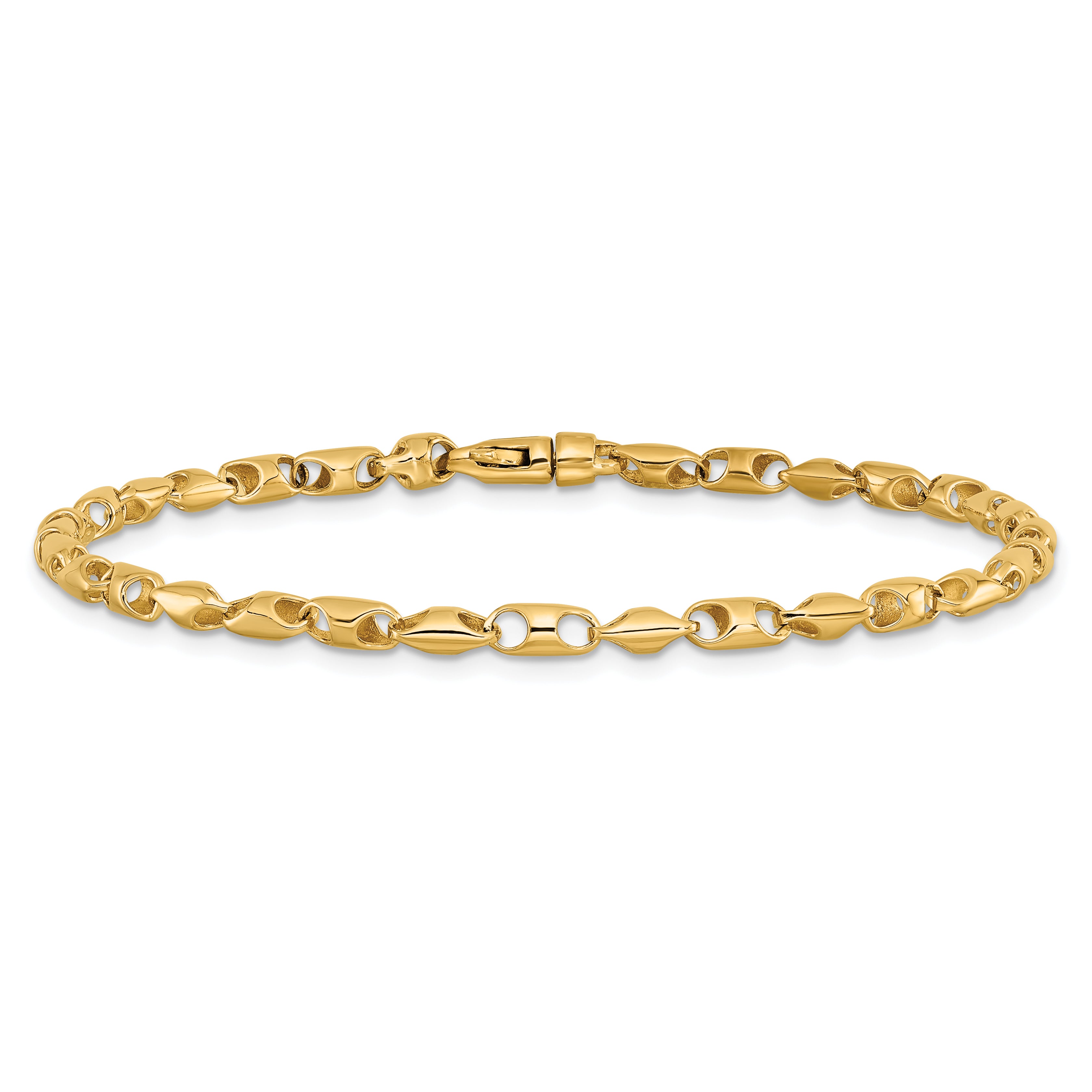 Solid 14K Yellow Gold 24 inch 3.1mm Fancy Link with Lobter Clasp Chain Necklace