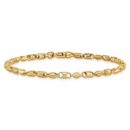 Solid 14K Yellow Gold 24 inch 3.1mm Fancy Link with Lobter Clasp Chain Necklace