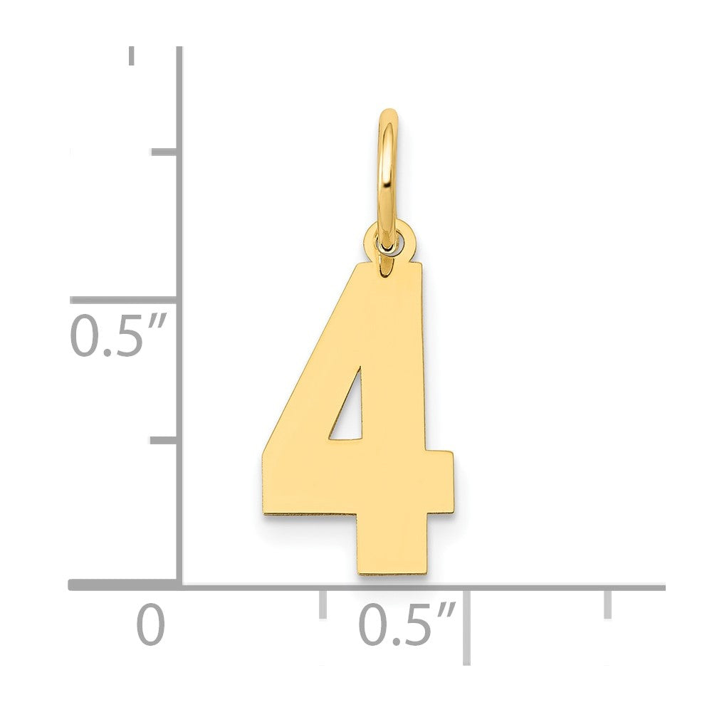 14k Yellow Gold 14k Medium Polished Number 4 Charm